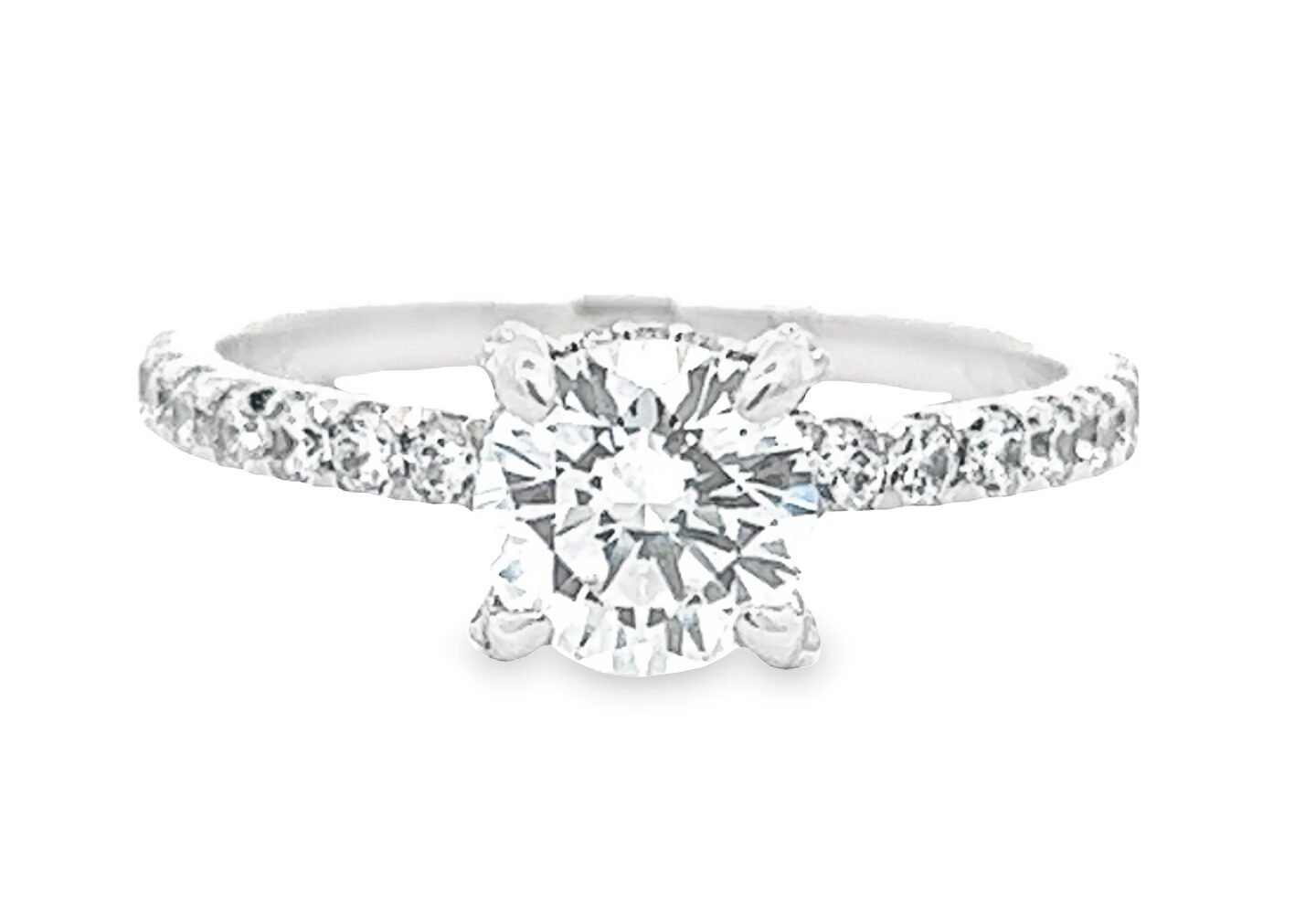 Custom Engagement Ring - 14K White Gold 1 carat Lab-Grown Diamond Ring with Accent diamonds