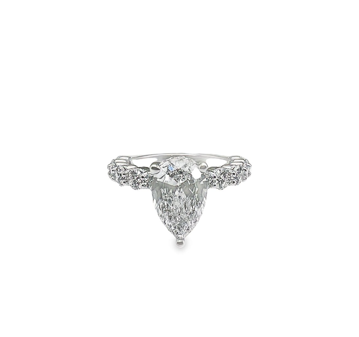 14K White Gold Lab-Grown Diamond Pear Shaped Custom Ring