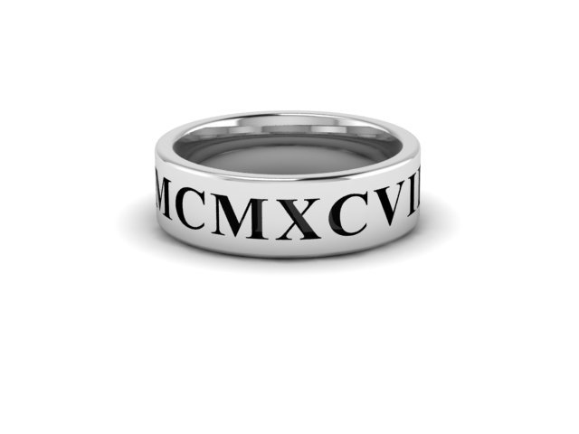 Custom Dated Silver Mens Ring