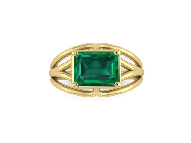 14k emerald yellow gold custom ring