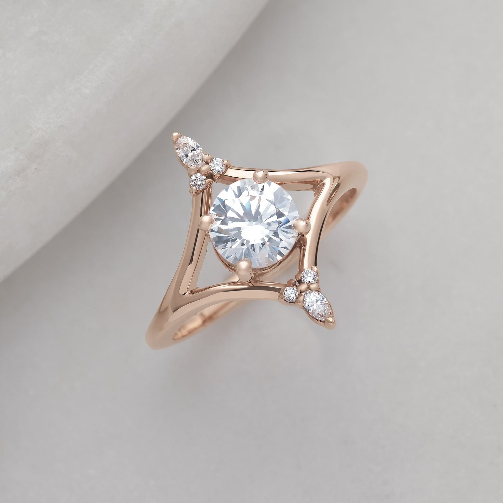 14k Rose Gold Custom Engagement Ring-min